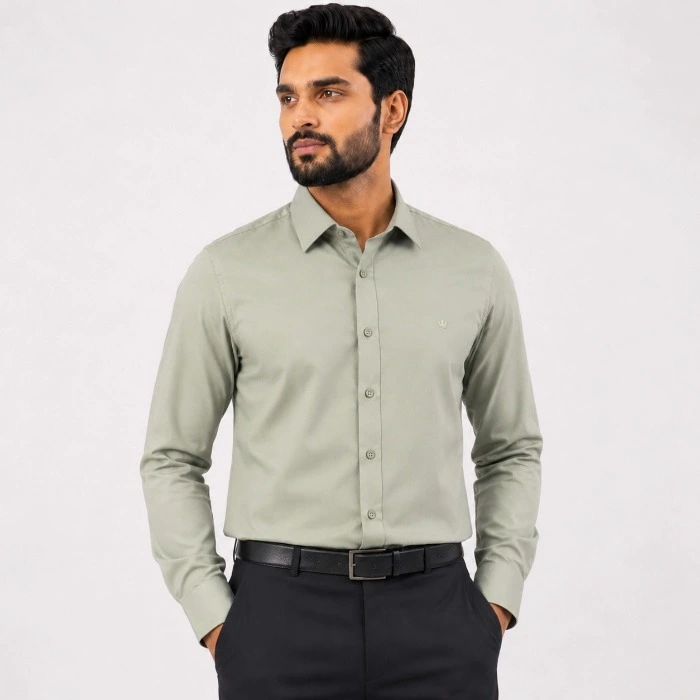 Signature Mens Icon Slim Fit Light Gray Shirt